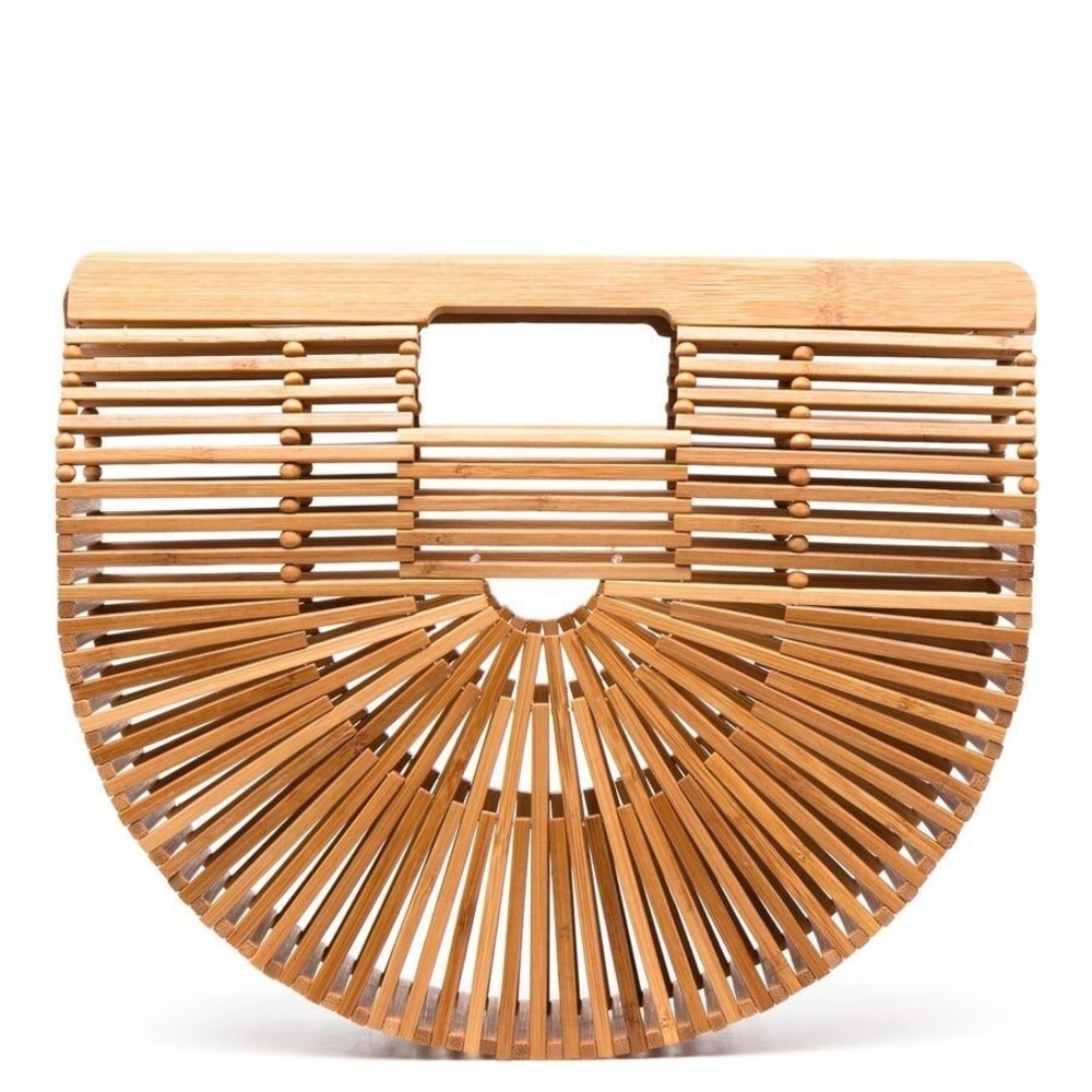 Cult Gaia style brown bamboo small bag